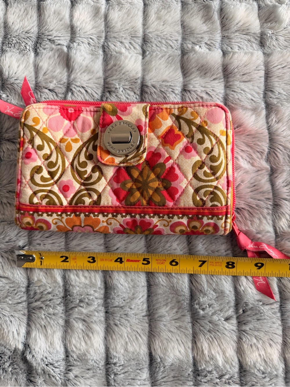 Vera Bradley “Folkloric” Quilted Zip Wallet with Turn-Lock Snap